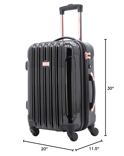 kensie 3 Piece "Alma" Light Metallic Style TSA-Lock Spinner Luggage Set, Midnight Black Option