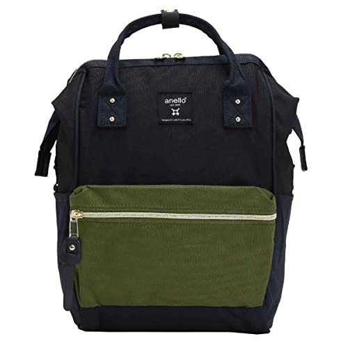 Anero ATB0197Z Backpack with Clasp, S, A4 Base, Water Repellent, Multiple Storage, PC Storage, Navy x Olive