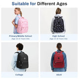 Sisipoet Girls Backpack, Lightweight School Backpack Multiple-pocket College Bookbag for Teen Girls Travel Backpack with Luggage Strap for Women, Black with Purple Bow