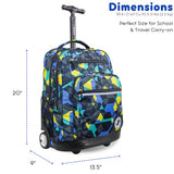 J World Sundance Laptop Rolling Backpack for Girls Boys. Roller Bookbag with Wheels, 20 Inch, Cubes