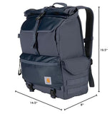 Carhartt 40L Nylon Roll Top Backpack, Heavy-Duty Water-Resistant Material W/ 17" Laptop Sleeve, Bluestone