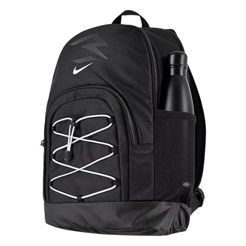 Nike 3BRAND Kids Blitz Bungee Backpack for School, Black/White