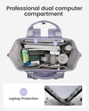 LOVEVOOK Laptop Backpack for Women, 15.6 inch Teacher Nurse Work Bag with Giant Tumbler Holder (Fits Handles), Waterproof Travel Backpack Purse, Anti-Theft College Computer Bag with Pouch, Purple