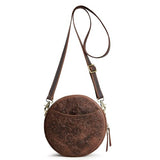 S-ZONE Leather Crossbody Bags for Women Trendy Circle Cross Body Shoulder Bag Designer Round Purses
