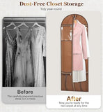 MISSLO 60" Dress Bags for Gowns Long with 4 Large Pockets Garment Bags for Travel for Women Heavy Duty Wedding Dress Bag for Hanging Clothes Garment Covers, Beige