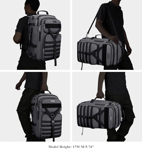 WITZMAN Carry On Travel Backpack for Men Large Convertible 45L Duffle Bag fit 17 Inch Laptop and Toiletry Bag Lightweight Bathroom Bag Water-resistant