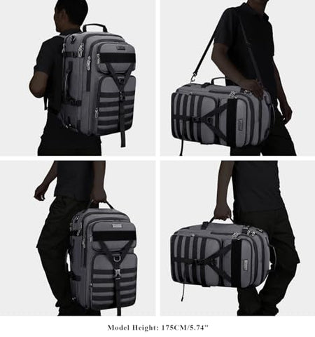 WITZMAN Carry On Travel Backpack for Men Large Convertible 45L Duffle Bag fit 17 Inch Laptop and Toiletry Bag Lightweight Bathroom Bag Water-resistant