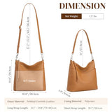 S-ZONE Leather Tote Bag for Women Medium Crossbody Handbags Shoulder Hobo Purse with 2 Removable Straps, Brown