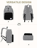 VASCHY Corduroy Backpack for School, Lightweight School Bag for Elementary, Middle & High School, Teen Bookbag, Casual Travel Daypack Black White Checkered