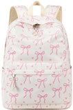 LEDAOU School Backpack for Teen Girls - 15.6 Inch Laptop Backpack, Cute Bow Aesthetic Bookbag, Lightweight Water Resistant Daypack for Middle High School, College and Travel