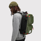 Topo Designs Global Briefcase - Bold Daily Carry Bag, Commute + Travel Pack, Personal Item Compliant, Laptop Sleeve, Removable Adjustable Shoulder Strap, Stowable Backpack Straps (Stone Blue/Forest)