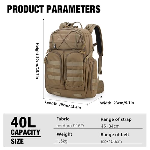 Mardingtop 40L Molle Tactical Cordura Backpack with 2.5 Liter Hydration Bladder