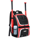 Ciihars Youth Baseball Bag - Baseball Backpack Bat & Glove Holder, T-Ball & Softball Equipment & Gear,Large Main Compartment for Helmet & accessories, Fence Hook，Insulation Pocket (red)