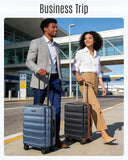 LIGHT FLIGHT Carry On Luggage 22x14x9 Airline Approved Suitcase,Black/Brown