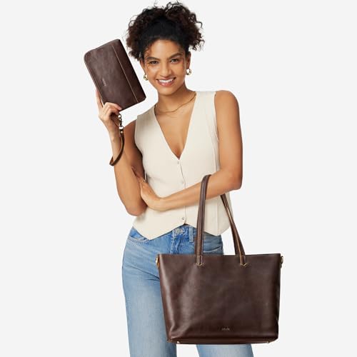 S-ZONE Leather Tote Bag for Women Large Shoulder Bag Work Top Handle Handbag Satchel Purse 2Pcs Set