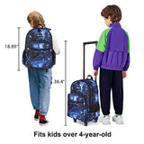 Rolling Backpack 18 inch Double Handle Wheeled Laptop Boys Girls Travel School Children Luggage Toddler Trip (Galaxy Blue)