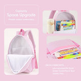 MT WORLD Personalized Toddler Backpack for Girls 5-9 Seersucker Daycare Backpack with Name Preppy Packpacks Kids Bookbags for Daily School Birthday Gifts (Pink)