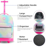 J World Sunrise Kids Rolling Backpack with Wheels for Girls Boys, Roller Bookbag for School, 18 x 13 x 9 Inches, Aurora