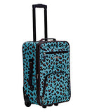 Rockland Jungle Softside Upright Luggage Set, Blue Leopard, 4-Piece Set (14/29/24/28)