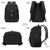 Black Backpack for Men, Travel backpack with USB charging port, School Backpack for Boys Teens, Book Bag, Water Resistant Bookbag, Business Work Travel Mochilas escolares para adolescentes
