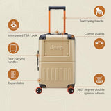 Jeep JH002B Hardside Expandable Luggage with Spinner Wheels, Black, Carry-On 19 Inch