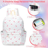 Shyyween 3 Pcs Backpack Back to School Bags Set Cotton Quilted Lunch Box Pencil Bag Daypack Bookbags for Girl Women Travel(Bow,Pink)