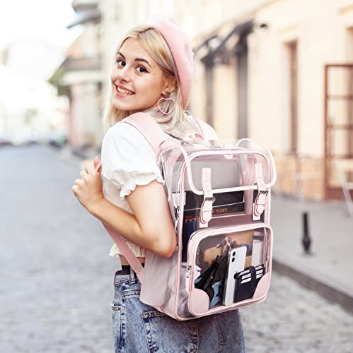 mommore Clear Backpack for School 17" Heavy Duty Transparent Bookbag