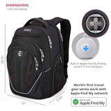 Swissdigital Design TSA Laptop Backpack Men's USB Charging Port Large Capacity Business Travel Backpack Black| With Apple Find My Network Black/Red | J16BTFB-41