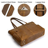 S-ZONE Genuine Leather Tote Bag for Women Large Shoulder Purses Work Handbags with Crossbody Strap Vintage