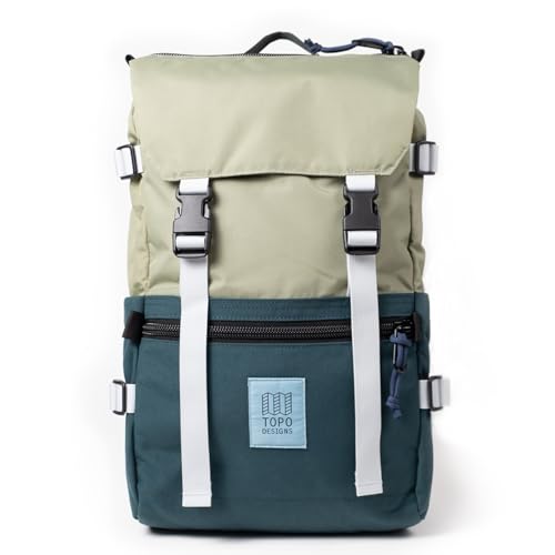 Topo Designs Rover Pack Classic Backpack - Daily Daypack for Commutes, Day Trips, Hikes, Iconic Denver Design, PFAS-Free, Fair Trade (Oil Green/Dark Pine)