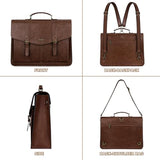 MOSISO 3 in 1 Laptop Bag Laptop Backpack, 15.6 inch Vintage PU Leather Briefcase Messenger Bags with Laptop Compartment, 15-16 inch Laptop Shoulder Bag Casual Handbag for College Work Business, Brown