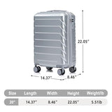 Beuiosda 20-Inch Hard Shell Carry On Luggage with 360° Spinner Wheels, Carry On Luggage 22x14x9 Airline Approved with TSA Lock, Scratch Resistant Surface, Lightweight Durable Maletas De Viaje (Silver)