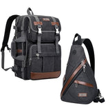 WITZMAN Canvas Backpack Large Carry On Travel Backpack Fit 18 inch Laptop for Men Women Sling Bag Convertible Crossbody Vintage Chest Bag