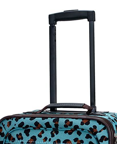 Rockland Jungle Softside Upright Luggage Set, Blue Leopard, 4-Piece Set (14/29/24/28)