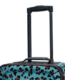 Rockland Jungle Softside Upright Luggage Set, Blue Leopard, 4-Piece Set (14/29/24/28)