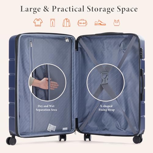 Sweetcrispy 28 Inch Checked Luggage, Suitcase with Spinner Wheels