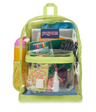 JanSport Clear Pack – 25.5L Transparent Backpack, Large Main Compartment, Side Water Bottle Pocket, Front Zippered Pocket, Mesh Bottom Panel, Citron Lime