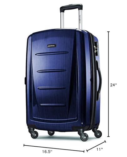 Samsonite Winfield 2 Hardside Expandable Luggage with Spinner Wheels, Navy, Checked-Medium 24-Inch