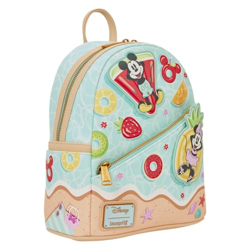 Loungefly Disney: Mickey and Minnie - Adjustable Shoulder Straps - Beach Fun Mini Backpack - Great for Kids & Adults - Collectible Bags
