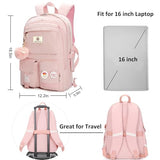 Hidds Laptop Backpacks 15.6 Inch College Backpack Elementary Middle High School Bag Large Cute Bookbags Anti Theft Travel Back Pack Casual Daypack Kids Book Bag for Teens Girls Women Students (Pink)