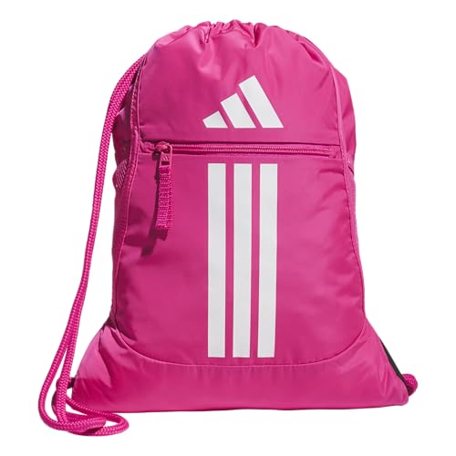 adidas Alliance Sackpack – Drawstring Backpack for Sports, Small Gym Bag, Team Shock Pink 2/White/3, OSFA