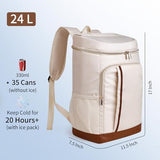 Cooler Backpack Insulated Waterproof 35 Cans, Soft Side Beach Cooler Bag with Two Compartments,Portable Lightweight Back Pack Ice Chest for Travel,Camping(White)
