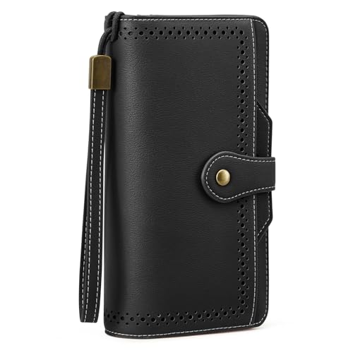 S-ZONE Wallets for Women Leather RFID Blocking Small Phone Wristlet Purse with Card Slots Womens Wallet Card Holder