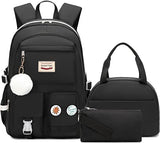 Spotted Tiger School Backpack for Girls Backpack with Lunch Box Anime Bookbag Set School Bag Kawaii Backpacks for Girls Teens (Black)