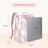 mommore Clear Backpack for School 17" Heavy Duty Transparent Bookbag