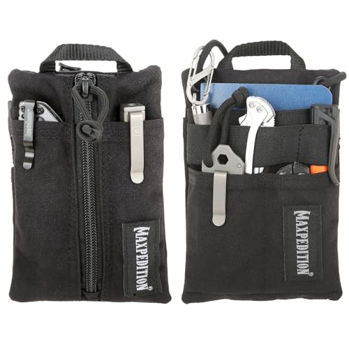 MAXPEDITION Platy Pocket Organizer, Durable EDC Tool Pouch for Men, Neck Wallet with Paracord Lanyard, Holds Flashlight, Multitool, Pen, Notebook (Black, 4" x 6")