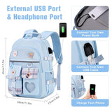 ACESAK Backpack for Girls - Bookbag Backpacks Schoolbag for Girls Kids Teen Women Casual Travel Daypacks - School Bag Elementary Middle School College Cute Backpack with Lunch Box (Blue)