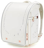 IwaiLoft Ransel Randoseru Backpack Automatic Satchel Japanese School Bag Cherry Blossom Sakura Embroidery PU Bookbag for Girls (White)
