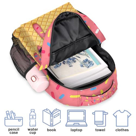 GzLeyigou Daypack Backpacks 16 Inch Bookbags for Students, Ice Cream School Backpack Laptop Shoulder Bag Daypack for Travel Hiking Camping, Casual Daypack for Girls Boys Women Men