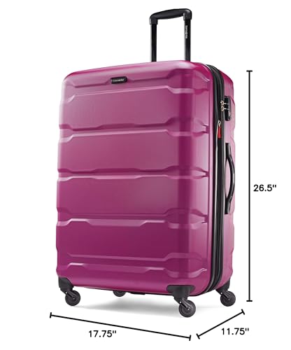 Samsonite Omni PC Hardside Expandable Luggage with Spinner Wheels, Radiant Pink, Checked-Medium 24-Inch